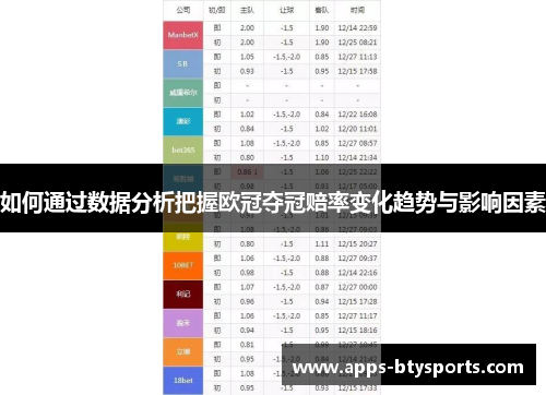如何通过数据分析把握欧冠夺冠赔率变化趋势与影响因素